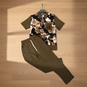 Ensemble de survêtement décontracté pour <span class=keywords><strong>homme</strong></span>, 2 pièces, imprimé à carreaux, polo et <span class=keywords><strong>pantalon</strong></span> à taille élastique, streetwear, grande taille, respirant et léger - Product Image 1