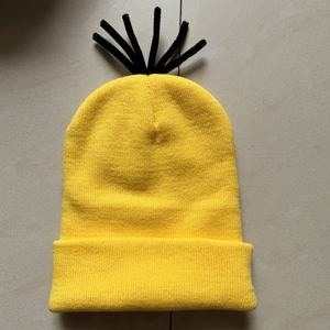 For Cross-Border Halloween <strong>Minion</strong> Jacquard Knitted Cosplay <strong>Hat</strong> Yellow Yarn 100% Acrylic Fashion Parent-Child <strong>Hat</strong> - Product Image 1