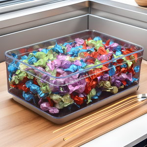 Caja de plástico rectangular transparente de gran capacidad, apta para uso alimentario, contenedor transparente portátil para exhibición de galletas de panadería, hierbas secas - Product Image 1