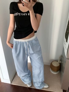 <span class=keywords><strong>กางเกง</strong></span>ขาบานเอวหลวมพิมพ์ลายปีกตรงสำหรับฤดูร้อน - Product Image 2