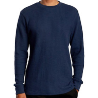 LMY033 Chemise thermique à manches longues pour homme, tricot gaufré, ourlet arrondi