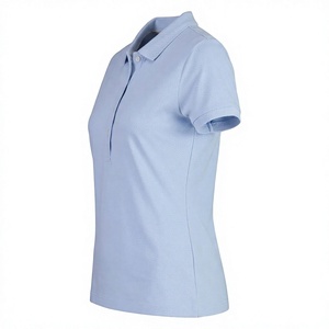 Polo de Mujer Azul Claro, Manga Corta, 100% Algodón, Cuello Camisero, Corte Holgado, Piqué de Algodón, Impresión de Logotipo Personalizado - Product Image 3