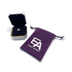 Sacchetti regalo con stampa in argento scamosciato con coulisse viola portamonete portamonete a prova di polvere