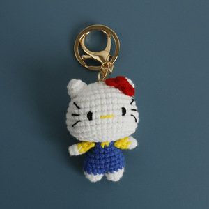 Nhà Máy Trực Tiếp Sáng Tạo Handmade Dệt Kim Crochet Mini Mèo Đồ Trang Trí Đầy Màu Sắc Kitty Mặt Dây Chuyền Treo Dễ Thương Đồ Chơi Sang Trọng Móc Khóa - Product Image 2