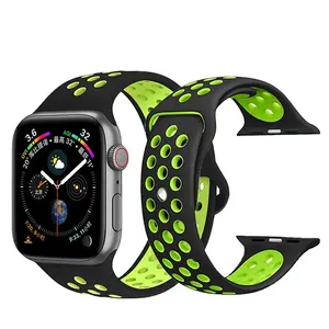Apple Watch 솔로 밴드 용 실리콘 스포츠 스트랩 고무 시계 스트랩 버클 Apple Watch 스트랩 용 조정 가능한 디자이너 실리콘