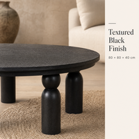 Table basse ronde moderne Wabi Sabi noire à quatre pieds, table d'appoint pour salon, décoration intérieure de la maison