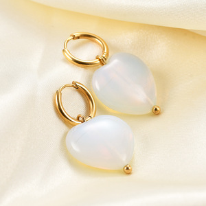 Pendientes colgantes con forma de corazón de 21mm, acero inoxidable, chapado en oro, colgante de turquesa, joyería para mujer, accesorios de moda - Product Image 2