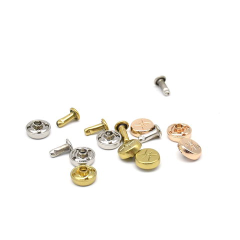 Flat Zinc Alloy Head Rivets with logo Garment Studs Metal Snap Fastener Double  Rivets