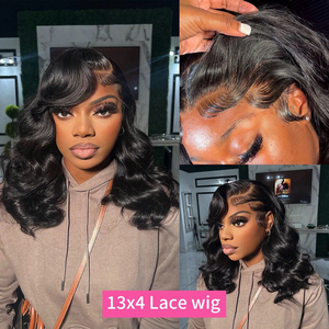 Offres du Black Friday : Perruques Lace Front Courtes Bob sans Colle, Cheveux Indiens Bruts Pré-Pluckés, Ondulés, Cheveux Humains Brésiliens pour Femmes - Product Image 2