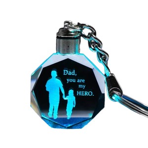 Personalized LED Crystal Keychain New Creative Metal Gift Pendant Internal Carving Multiple Shapes Key Chains for Car Key Chains