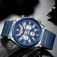 CURREN 8392 Montre Bracelet Quartz Affaires Décontractée pour Homme, Six Aiguilles, Date Automatique, Étanche, Bracelet en Cuir et Boîtier en Alliage