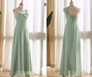 Abiti da Damigella <span class=keywords><strong>Verde</strong></span> Salvia in Chiffon Fluido, Abiti da Cerimonia Mix & Match per <span class=keywords><strong>Damigelle</strong></span> - Product Image 3