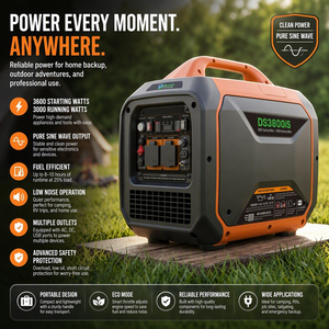 AUCAN DS3800iS 3600W Taşınabilir İnvertör Jeneratör 3000W Saf Sinüs Dalgası Sessiz Benzinli Jeneratör Kamp ve Karavanlar için - Product Image 1