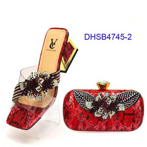 Pantofole <span class=keywords><strong>con</strong></span> tacchi alti da donna di ultima moda scarpe africane e pochette abbinata <span class=keywords><strong>con</strong></span> <span class=keywords><strong>pietre</strong></span> - Product Image 2