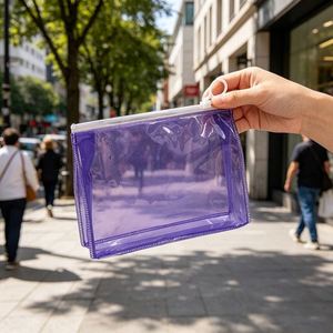 Transparent Pvc Zipper <b>Tote</b> Bag <b>Plastic</b> Cosmetic Packaging Waterproof Portable Travel Handbag Custom Logo Pouch - Product Image 1