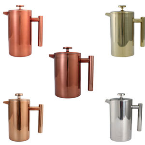 Cafetière RTS Luxury en acier inoxydable à presse française isolée au <span class=keywords><strong>design</strong></span> rond moderne avec filtre en métal maille pour le thé verre utilisation dans la cuisine - Product Image 5