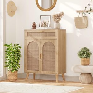 <span class=keywords><strong>Buffet</strong></span> de style rustique personnalisé en rotin, <span class=keywords><strong>meuble</strong></span> de rangement pour salon, entrée, avec rangement, panneau en MDF, meubles en bois - Product Image 1