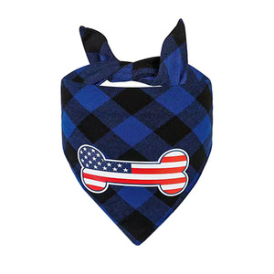 Pet Triangular Bandana Plaid American Flag Bone Design Dog Cat Neck <b>Scarf</b> Festival Novelty Accessory - Product Image 4