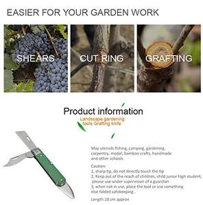 Faca de Enxerto, Faca Profissional Dobrável com Dupla Lâmina, Ferramenta de Enxerto para Jardinagem de Árvores Frutíferas - Product Image 2