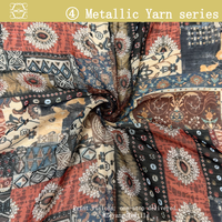 Tissu en fil mélangé lurex métallique imprimé patchwork bohème ethnique, résistant aux plis et respirant, pour vêtements et robes féminines