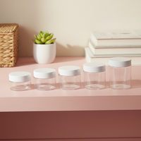 Pot en plastique rose dépoli transparent à large ouverture pour soins de la peau, crème visage, faux cils et perruques
