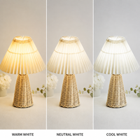 Lampe de table en rotin traditionnelle avec finition artisanale naturelle, idéale pour les intérieurs rustiques et les chambres de style farmhouse