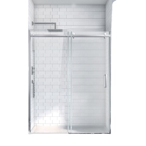 Porte de douche de <span class=keywords><strong>baignoire</strong></span> coulissante simple <span class=keywords><strong>Pare</strong></span>-douche en verre de salle de bain Prix <span class=keywords><strong>moins</strong></span> <span class=keywords><strong>cher</strong></span> Aluminium encadré avec finition brossée Verre trempé - Product Image 6