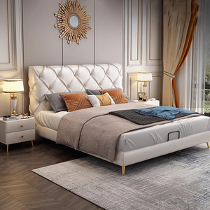 Hậu Hiện Đại Ánh Sáng Sang Trọng 1.8M Vua Kích Thước Da Đôi Giường Trong Đơn Giản Phong Cách Bắc Âu Túi Mềm Giường Cho Phòng Ngủ Chính Nhà - Product Image 3