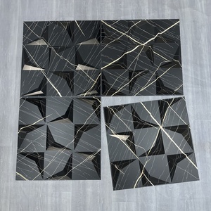 3D <span class=keywords><strong>PVC</strong></span> Tấm tường trang trí thả trần gạch keo lên Trần Bảng điều chỉnh vuông Matte Đen Marbling tường gạch cho Nội Thất Tường - Product Image 5