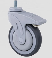 Roue pivotante pour équipement médical et hospitalier TPR, style américain, tige filetée, étanche, antirouille, en nylon