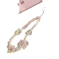 Porte-clés INS rose pour femme avec perles en forme de cœur, pendentif mignon pour sac à dos, bracelet compatible avec les coques de téléphone universelles pour iPhone, cordon