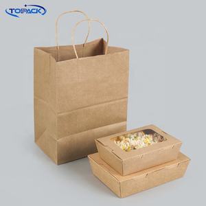 Tek kullanımlık paket hızlı gıda Kraft kağıt öğle yemeği gitmek için pencere ile yemek kabı kağıt salata kutuları - Product Image 3