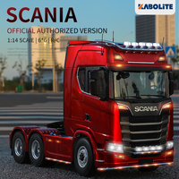 Kabolite Scania K770S 1/14 Camion de remorquage RC électrique hydraulique 6X6 6 roues motrices avec son et lumière, portes ouvrantes, télécommande 2.4GHz, chargeur métallique