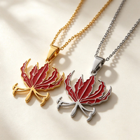Bestseller Tamil-Inspirierte Gloriosa-Flammenlilien-Halskette, Edelstahl Rote Emaille Blumenanhänger Schmuck für Tägliches Tragen