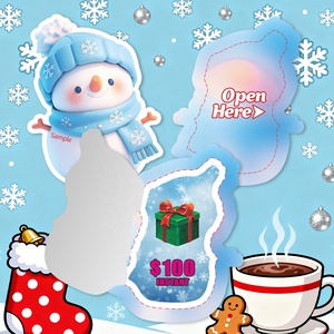 Tarjetas de Navidad con Diseño Nuevo, Venta al por Mayor, con Lámina Desprendible, Muñeco de Nieve Sorpresa, Papel Reciclable, Personalizadas, Premios Aleatorios - Product Image 3