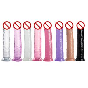 Realistische 5 Inch Tpe Volwassen Seksspeeltje Gigantische Zachte <span class=keywords><strong>Dildo</strong></span> Met Sterke Medische Kristallen Zuignap Verkrijgbaar In 5 Kleuren - Product Image 2