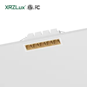 XRZLux High-Quality Anti-glare Embedded Square Multi-Head Linear Spotlight 12W Indoor LED Grille Light Led Wall Washer Light