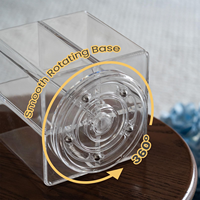 Support rotatif transparent pour pinceaux de maquillage avec 4 compartiments, boîte de rangement pour pinceaux cosmétiques à rotation 360° pour table de toilette