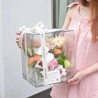Boîte d'emballage de fleurs en acrylique transparent de tailles multiples Boîte cadeau de fleurs éternelles Rose Décoration de mariage