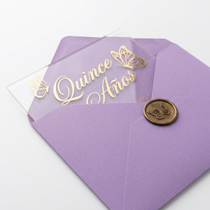 Invitations de <span class=keywords><strong>mariage</strong></span> et de la Saint-Valentin en acrylique transparent de luxe avec estampillage doré, sceau de cire, fleurs séchées et enveloppe personnalisées - Product Image 4