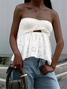 Top a Tubo King Mcgreen Star, Top Corto Intrecciato Elegante <span class=keywords><strong>Senza</strong></span> <span class=keywords><strong>Spalline</strong></span>, <span class=keywords><strong>Corsetto</strong></span> Sexy da Donna, Blusa Carina per Streetwear - Product Image 2