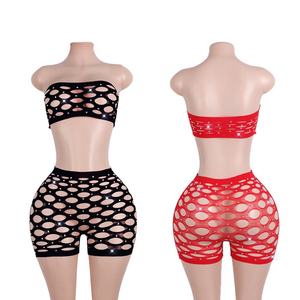 ชุดเต้นรำสองชิ้นสำหรับวันวาเลนไทน์ชุดบอดี้สูทลายตาข่ายแบบตาข่ายชุดใส่เต้นแบบแปลกใหม่ชุดใส่แขนกุด - Product Image 2