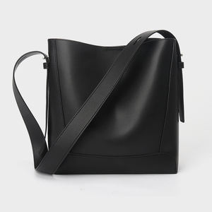 Sac fourre-tout surdimensionné en cuir véritable tendance 25,5x24x11cm avec fermeture éclair et bandoulière amovible, sac seau pour femme toutes saisons - Product Image 5