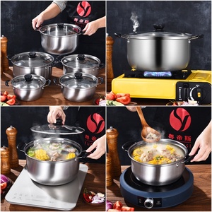 Juego de Ollas para Sopa de Acero Inoxidable de <span class=keywords><strong>5</strong></span> Piezas con Asas Negras para Cocinar - Product Image 3