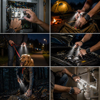 Lampe torche LED pour doigts, mains libres, rechargeable, avec sangle de poignet, pour camping, pêche, randonnée, travaux de réparation en extérieur