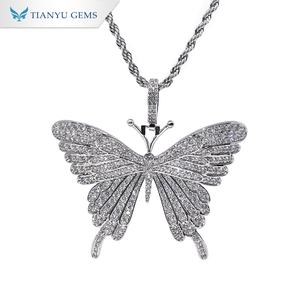 Collar con colgante en forma de mariposa Tianyu, joyería hip-hop con incrustaciones de pavé, delicado collar de cadena de cuerda estilo hip-hop, adecuado para mujeres - Product Image 3