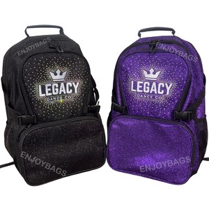Màu Đen Cổ Vũ Ba Lô Với Kim Cương Siêu Túi Lấp Lánh Cho Thể Thao Đại Học Cổ Vũ Cô Gái Thể Thao Tên Thêu Sáng Bóng Đội Ba Lô - Product Image 5