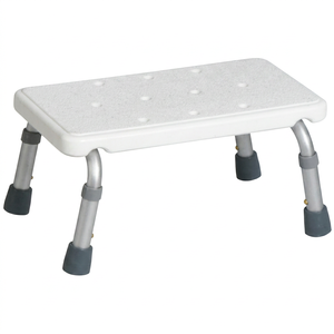 <b>Height</b> <b>Adjustable</b> Stable Four Leg Aluminum Bath Step <b>Stool</b> with Perforated Anti-slip Drainage Top - Product Image 1