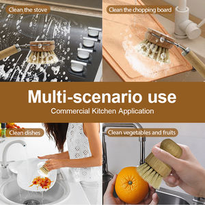 Cepillo Natural para Lavar Ollas, Cerdas Redondas de Sisal, Madera de Haya y Bambú, Accesorios para Limpieza de Platos - Product Image 5