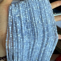 Perles en pierre naturelle en vrac pour la fabrication de bijoux : Agate bleue, Agate violette, Agate dentelle, Perles de cristal à facettes de 2mm, 3mm, 4mm